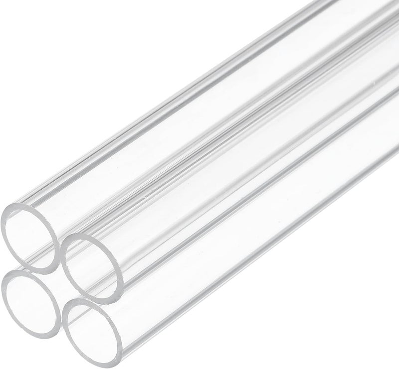 Rebower 14" Clear Plastic Rigid Pipe 12mm ID x 15mm OD (0.5" ID x 0.6" OD) Acrylic Round Polycarbonate Tubing, [for Plumbing, Hydraulics, Aquarium] - 4Pcs - Image 1
